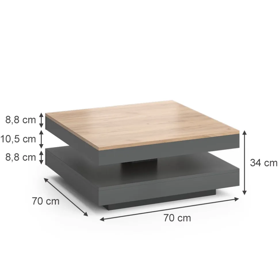 Couchtisch Elias Anthrazit 70 x 70 cm Vicco