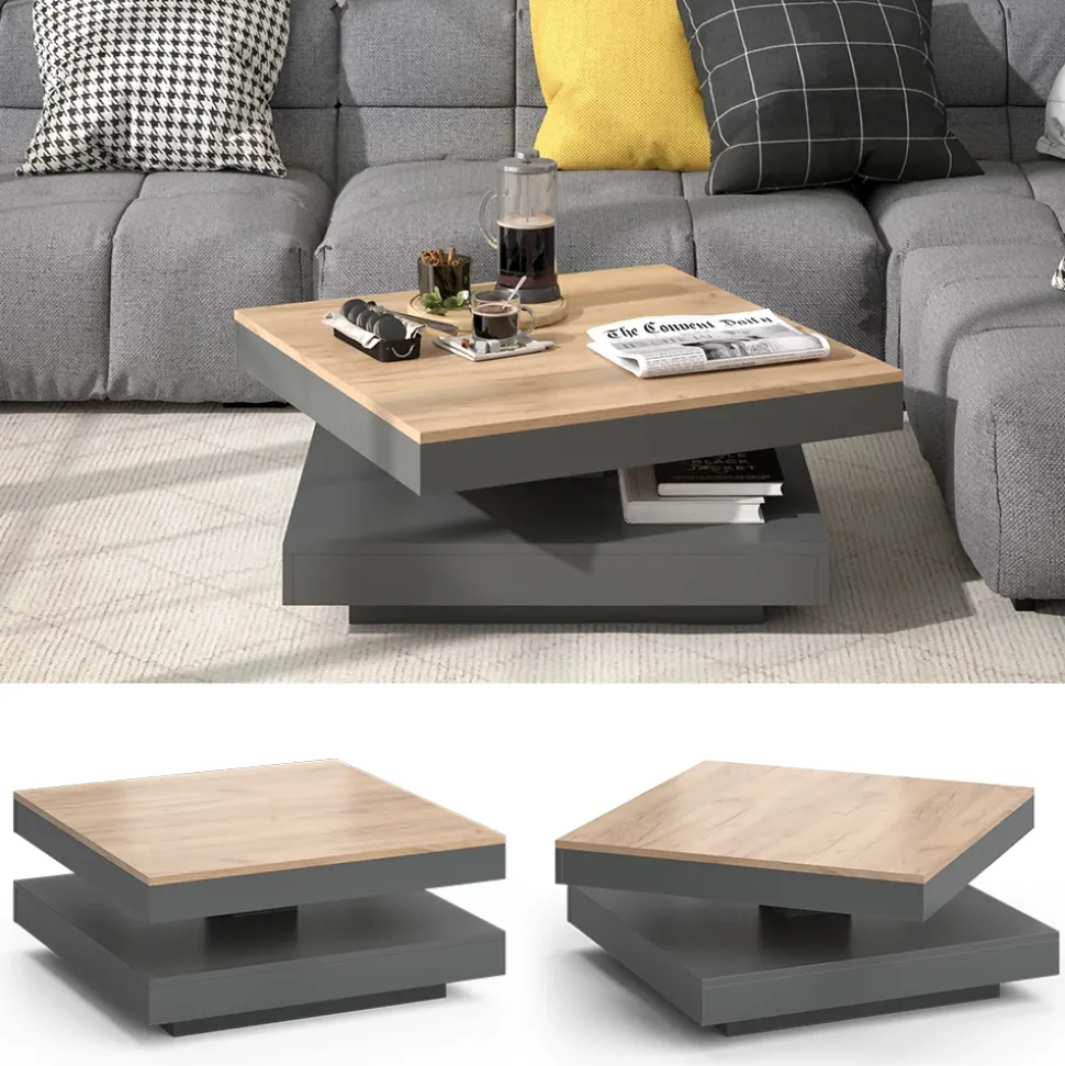 Couchtisch Elias Anthrazit 70 x 70 cm Vicco