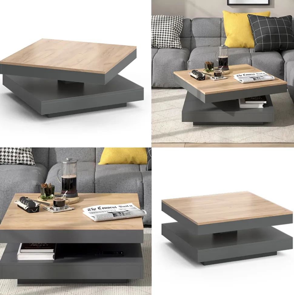 Couchtisch Elias Anthrazit 70 x 70 cm Vicco