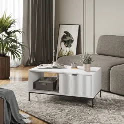 Couchtisch Eliza Weiß 90 x 50 cm mit einer Schublade Vicco