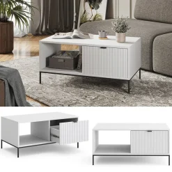 Couchtisch Eliza Weiß 90 x 50 cm mit einer Schublade Vicco