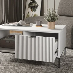 Couchtisch Eliza Weiß 90 x 50 cm mit einer Schublade Vicco