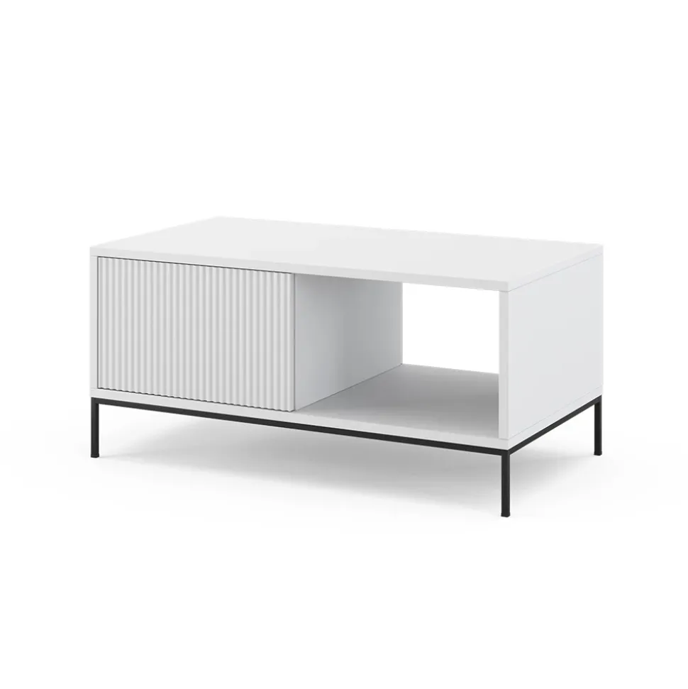 Couchtisch Eliza Weiß 90 x 50 cm mit einer Schublade Vicco