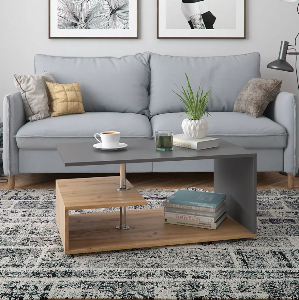 Couchtisch Guillermo Anthrazit/Sandeiche 91 x 52.6 cm Vicco