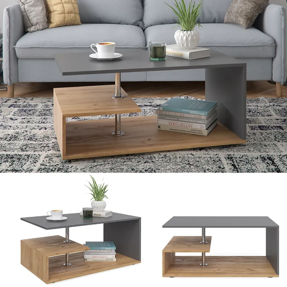 Couchtisch Guillermo Anthrazit/Sandeiche 91 x 52.6 cm Vicco