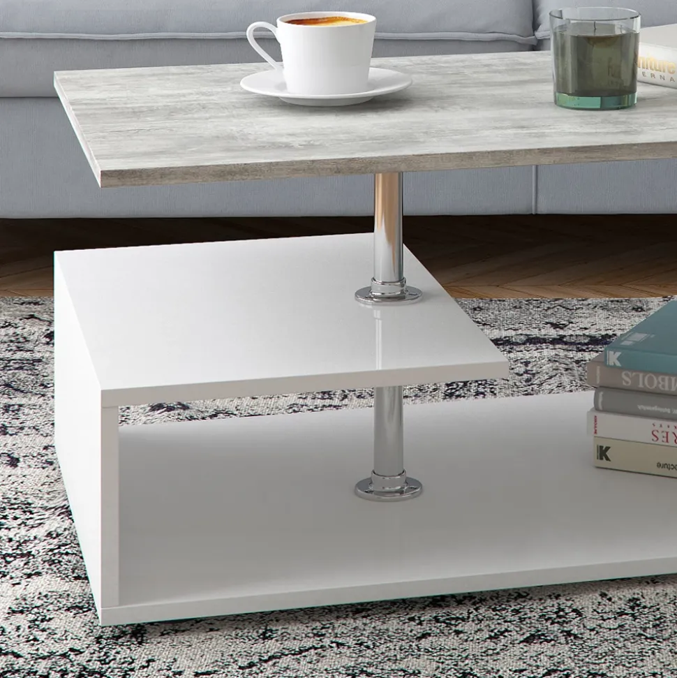 Couchtisch Guillermo Beton/Weiß 91 x 52.6 cm Vicco