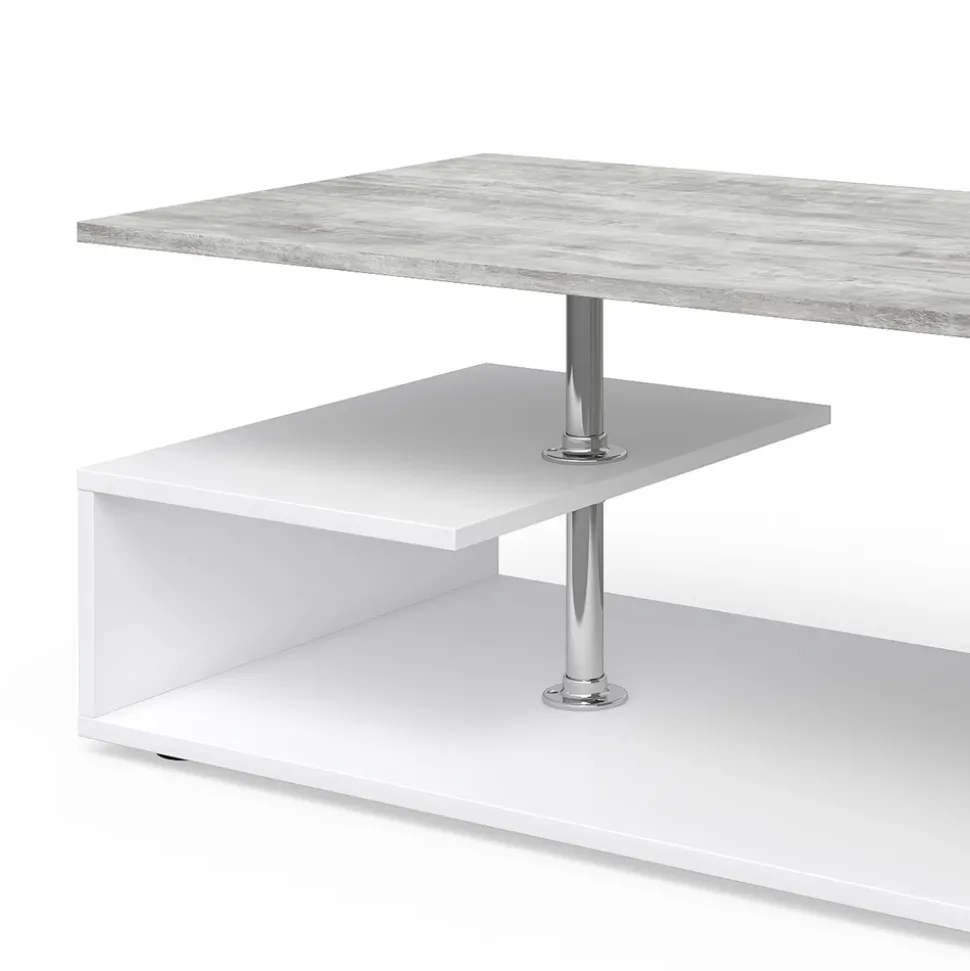 Couchtisch Guillermo Beton/Weiß 91 x 52.6 cm Vicco