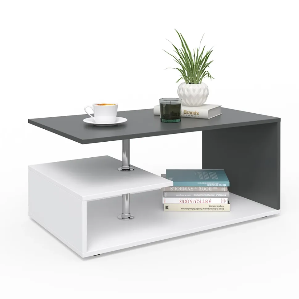 Couchtisch Guillermo Weiß/Anthrazit 91 x 52.6 cm Vicco