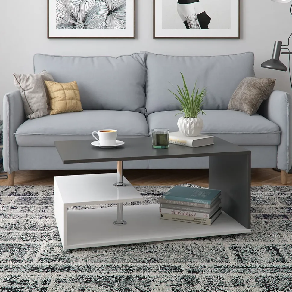 Couchtisch Guillermo Weiß/Anthrazit 91 x 52.6 cm Vicco