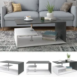 Couchtisch Guillermo Weiß/Anthrazit 91 x 52.6 cm Vicco