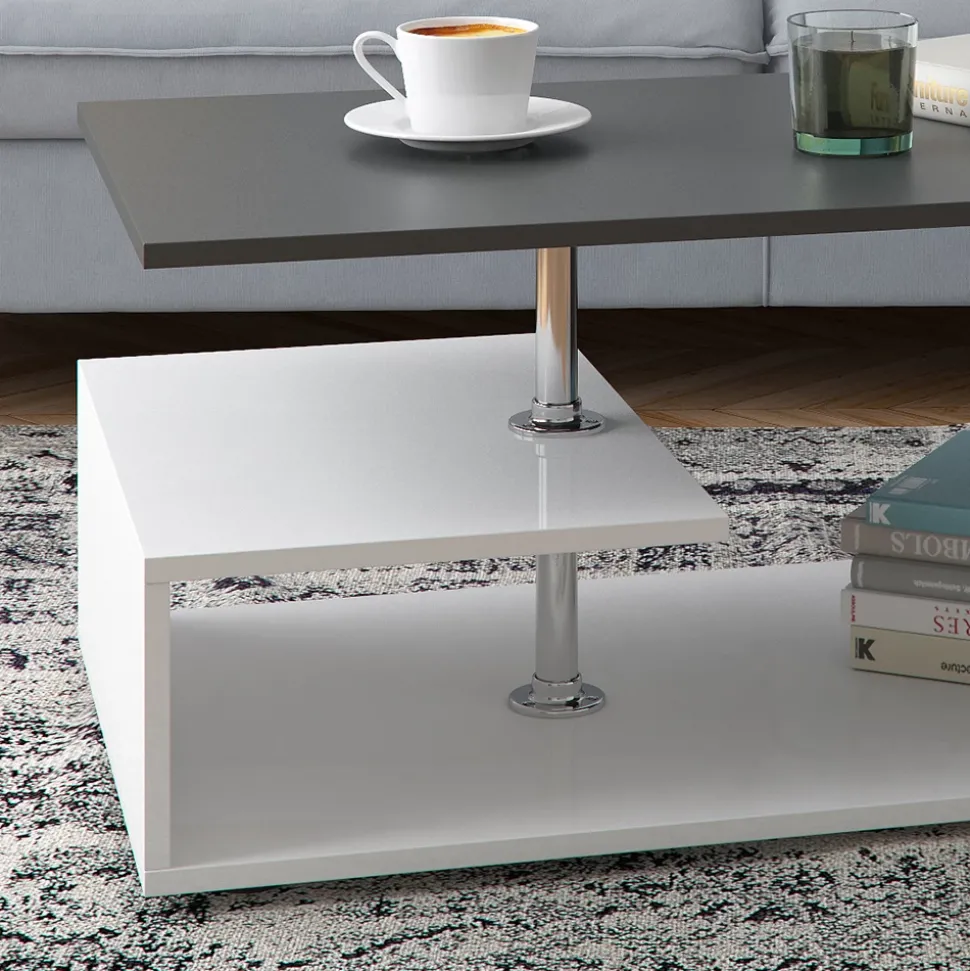 Couchtisch Guillermo Weiß/Anthrazit 91 x 52.6 cm Vicco