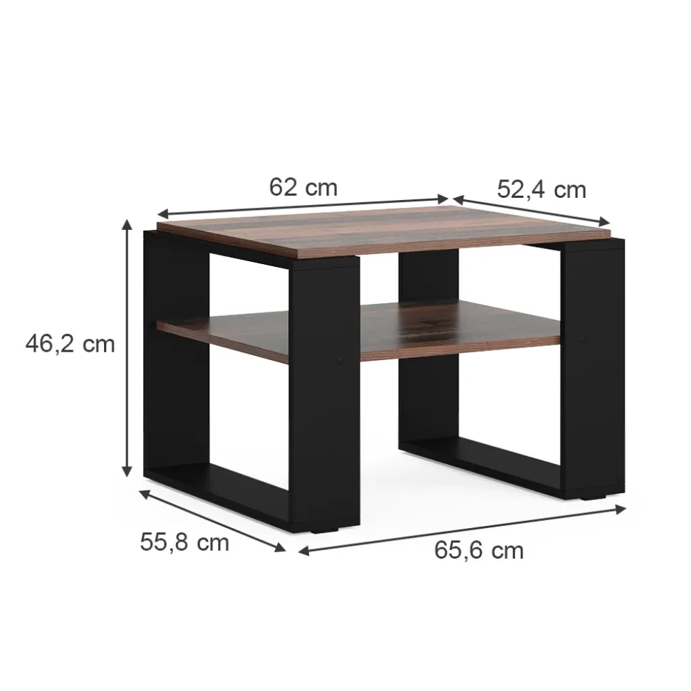 Couchtisch Helm Antikholz 65.6 x 55.8 cm mit Ablage Vicco