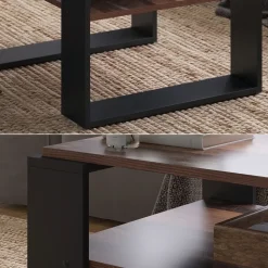 Couchtisch Helm Antikholz 65.6 x 55.8 cm mit Ablage Vicco