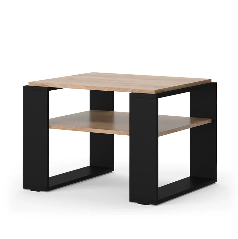 Couchtisch Helm Goldkraft Eiche 65.6 x 55.8 cm mit Ablage Vicco