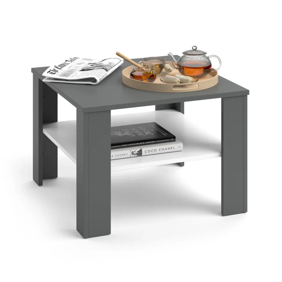 Couchtisch Homer Weiß/Anthrazit 60 x 60 cm Vicco