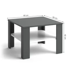 Couchtisch Homer Weiß/Anthrazit 60 x 60 cm Vicco