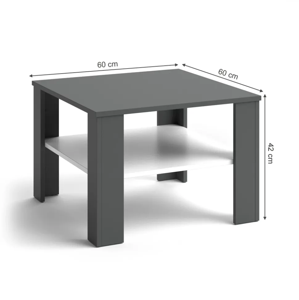 Couchtisch Homer Weiß/Anthrazit 60 x 60 cm Vicco