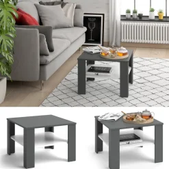 Couchtisch Homer Weiß/Anthrazit 60 x 60 cm Vicco