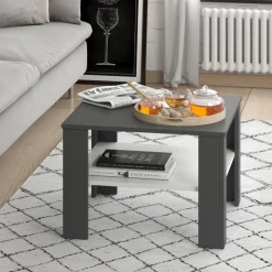 Couchtisch Homer Weiß/Anthrazit 60 x 60 cm Vicco