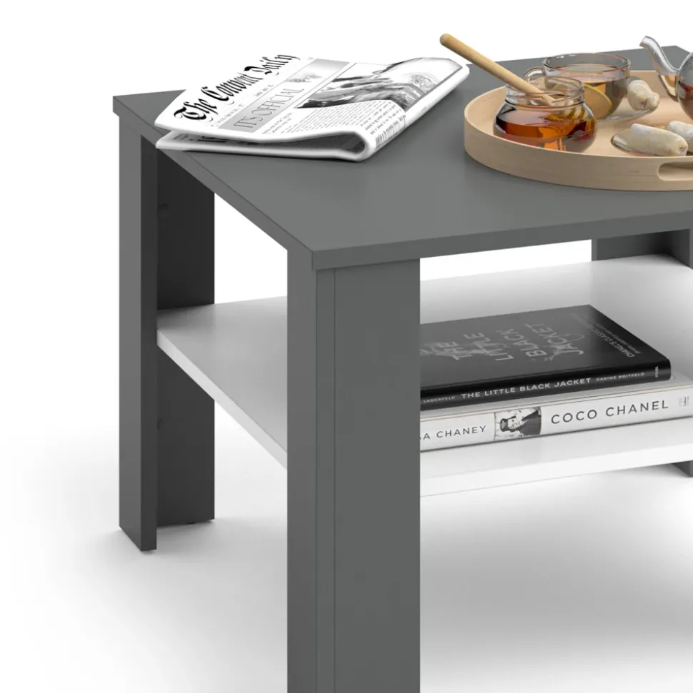 Couchtisch Homer Weiß/Anthrazit 60 x 60 cm Vicco