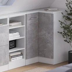 Dachschrägenschrank Eckschrank Rion Beton/Weiß 75.6 x 81.6 cm mit 1 Tür Vicco
