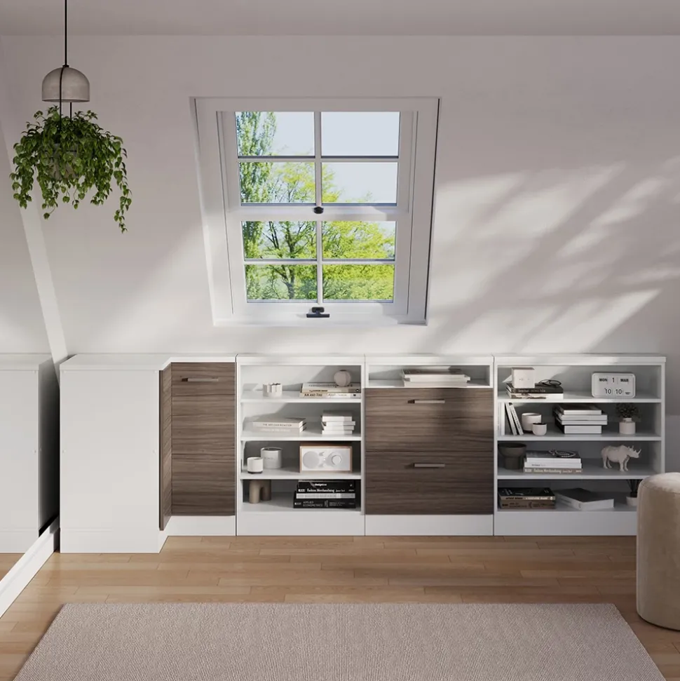 Dachschrägenschrank Eckschrank Rion Edelgrau/Weiß 75.6 x 81.6 cm mit 1 Tür Vicco