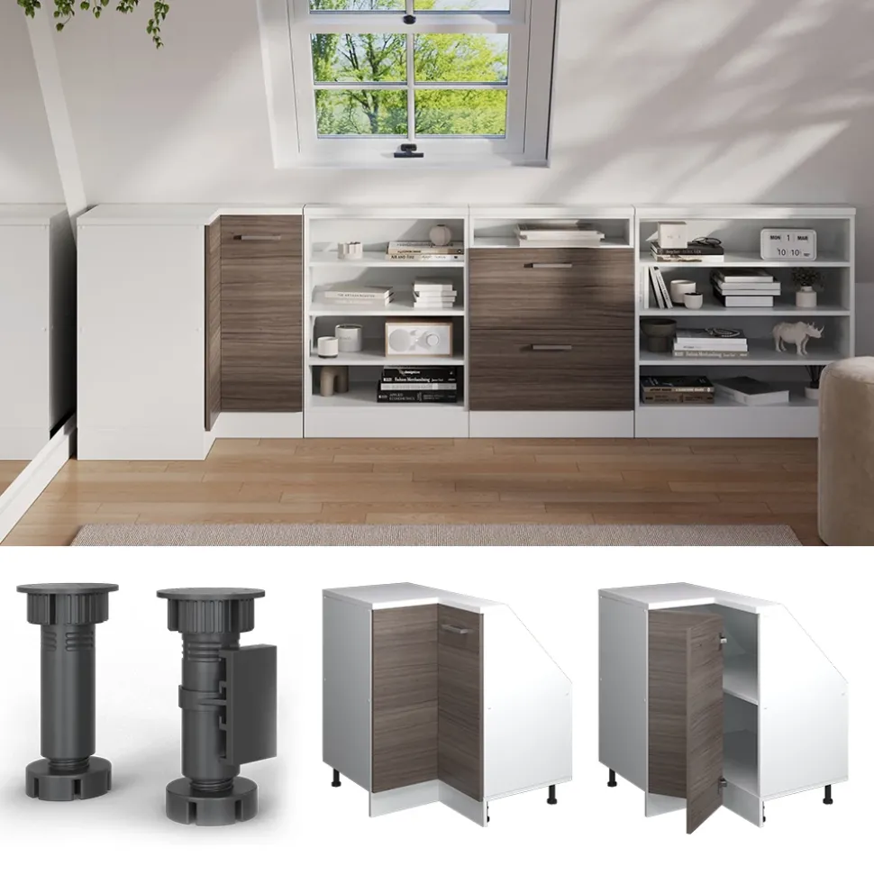 Dachschrägenschrank Eckschrank Rion Edelgrau/Weiß 75.6 x 81.6 cm mit 1 Tür Vicco