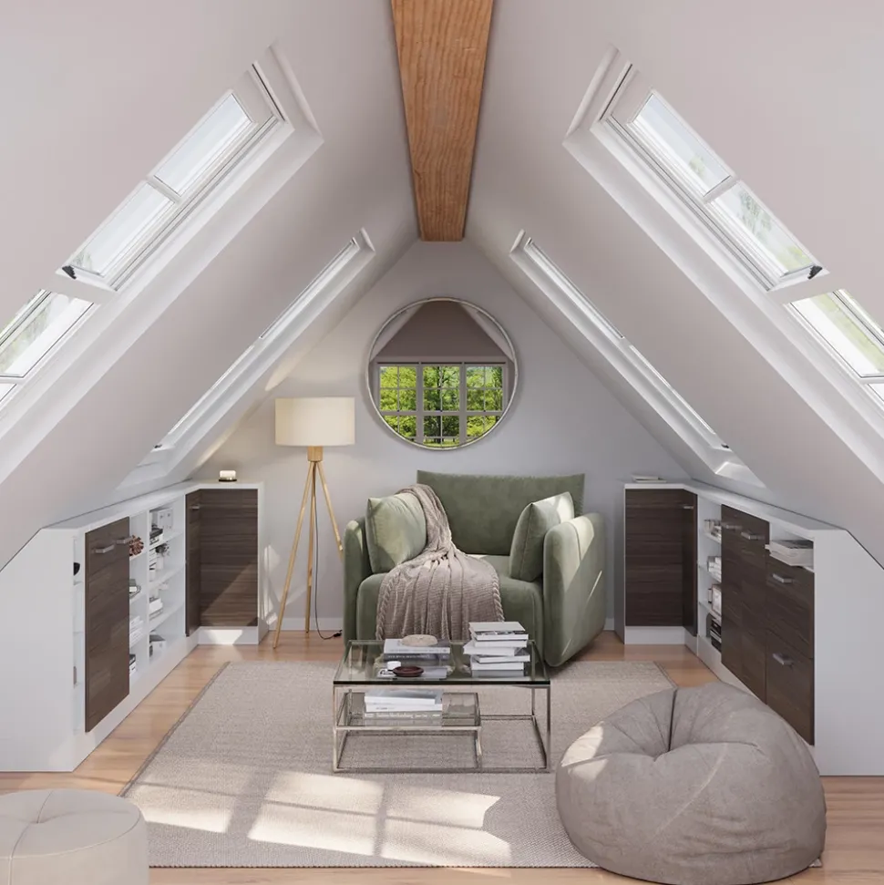 Dachschrägenschrank Eckschrank Rion Edelgrau/Weiß 75.6 x 81.6 cm mit 1 Tür Vicco