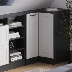 Dachschrägenschrank Eckschrank Rion Weiß Landhaus/Anthrazit 75.6 x 81.6 cm mit 1 Tür Vicco