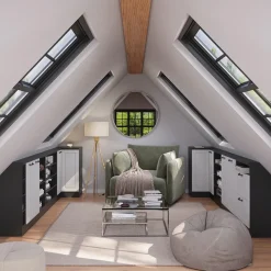 Dachschrägenschrank Eckschrank Rion Weiß Landhaus/Anthrazit 75.6 x 81.6 cm mit 1 Tür Vicco