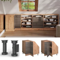 Dachschrägenschrank Eckschrank Rion Edelgrau/Goldkraft Eiche 75.6 x 81.6 cm mit 1 Tür Vicco