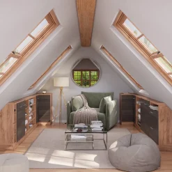 Dachschrägenschrank Eckschrank Rion Edelgrau/Goldkraft Eiche 75.6 x 81.6 cm mit 1 Tür Vicco