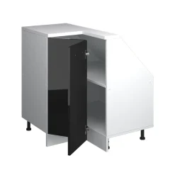 Dachschrägenschrank Eckschrank Rion Schwarz Hochglanz/Weiß 75.6 x 81.6 cm mit 1 Tür Vicco