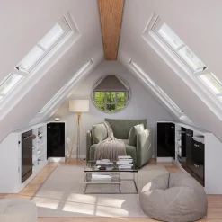 Dachschrägenschrank Eckschrank Rion Schwarz Hochglanz/Weiß 75.6 x 81.6 cm mit 1 Tür Vicco