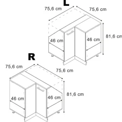 Dachschrägenschrank Eckschrank Rion Schwarz Beton/Anthrazit 75.6 x 81.6 cm mit 1 Tür Vicco
