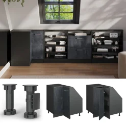 Dachschrägenschrank Eckschrank Rion Schwarz Beton/Anthrazit 75.6 x 81.6 cm mit 1 Tür Vicco