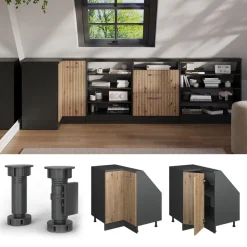 Dachschrägenschrank Eckschrank Rion Artisan Eiche/Anthrazit 75.6 x 81.6 cm mit 1 Tür Vicco
