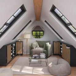 Dachschrägenschrank Eckschrank Rion Artisan Eiche/Anthrazit 75.6 x 81.6 cm mit 1 Tür Vicco