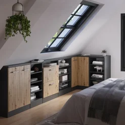 Dachschrägenschrank Eckschrank Rion Artisan Eiche/Anthrazit 75.6 x 81.6 cm mit 1 Tür Vicco