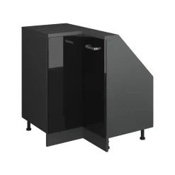 Dachschrägenschrank Eckschrank Rion Schwarz Hochglanz/Anthrazit 75.6 x 81.6 cm mit 1 Tür Vicco