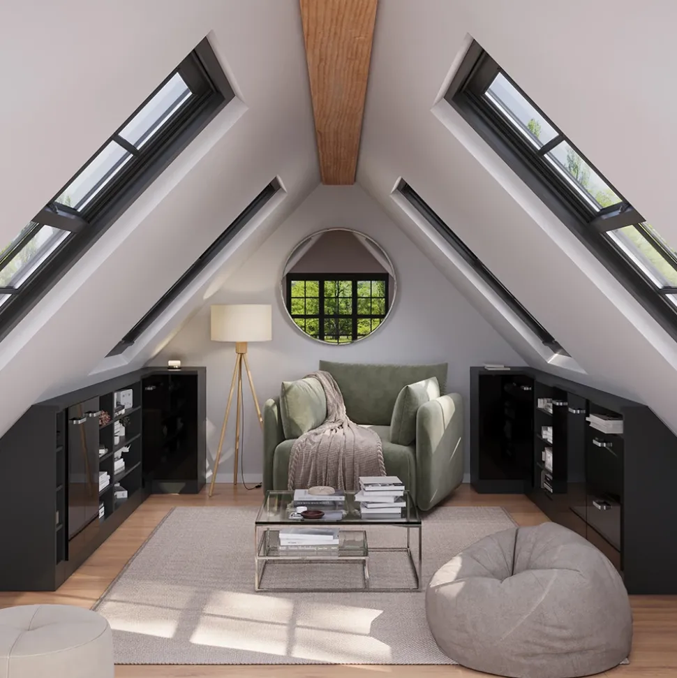 Dachschrägenschrank Eckschrank Rion Schwarz Hochglanz/Anthrazit 75.6 x 81.6 cm mit 1 Tür Vicco