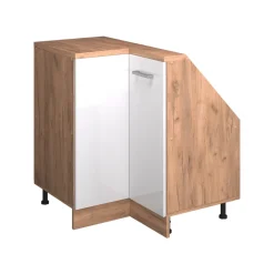 Dachschrägenschrank Eckschrank Rion Weiß Hochglanz/Goldkraft Eiche 75.6 x 81.6 cm mit 1 Tür Vicco