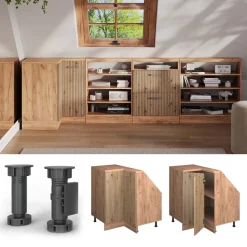 Dachschrägenschrank Eckschrank Rion Artisan-Eiche/Goldkraft Eiche 75.6 x 81.6 cm mit 1 Tür Vicco