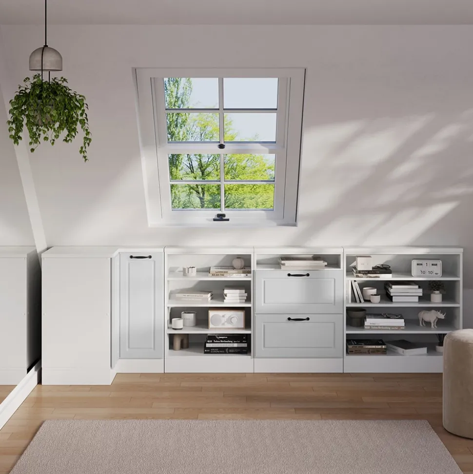 Dachschrägenschrank Eckschrank Rion Weiß Landhaus/Weiß 75.6 x 81.6 cm mit 1 Tür Vicco