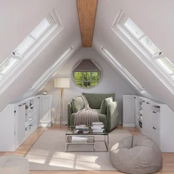 Dachschrägenschrank Eckschrank Rion Weiß Landhaus/Weiß 75.6 x 81.6 cm mit 1 Tür Vicco