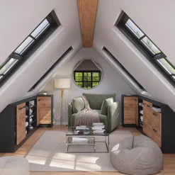 Dachschrägenschrank Eckschrank Rion Goldkraft Eiche/Anthrazit 75.6 x 81.6 cm mit 1 Tür Vicco