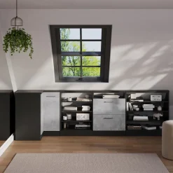 Dachschrägenschrank Eckschrank Rion Beton/Anthrazit 75.6 x 81.6 cm mit 1 Tür Vicco