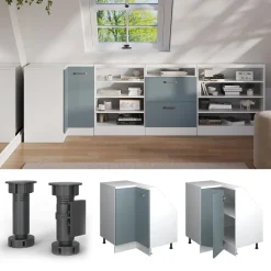 Dachschrägenschrank Eckschrank Rion Blau-Grau/Weiß 75.6 x 81.6 cm mit 1 Tür Vicco