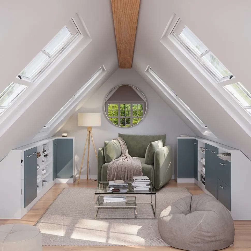 Dachschrägenschrank Eckschrank Rion Blau-Grau/Weiß 75.6 x 81.6 cm mit 1 Tür Vicco