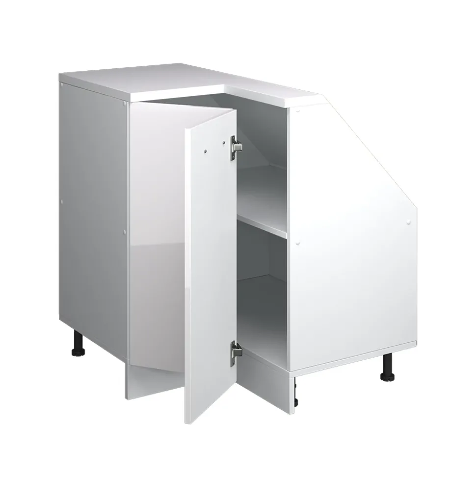 Dachschrägenschrank Eckschrank Rion Weiß Hochglanz/Weiß 75.6 x 81.6 cm mit 1 Tür Vicco